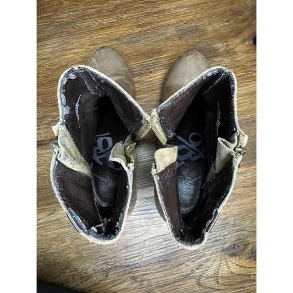 OTBT Ankle Wedge Booties Women’s 8 Distressed Leather Zip Ankle Boots - Picture 5 of 12